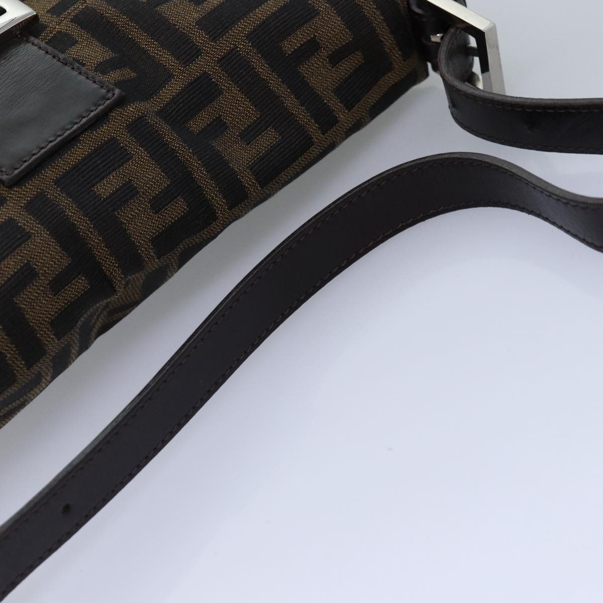 FENDI Zucca Canvas Mamma Baguette Shoulder Bag Black Brownam6402A