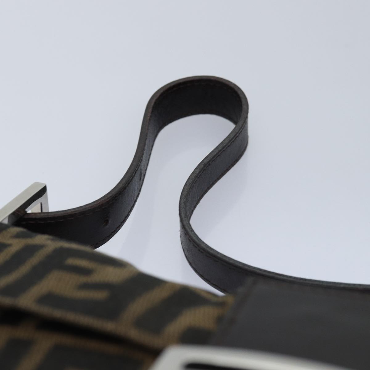 FENDI Zucca Canvas Mamma Baguette Shoulder Bag Black Brownam6402A