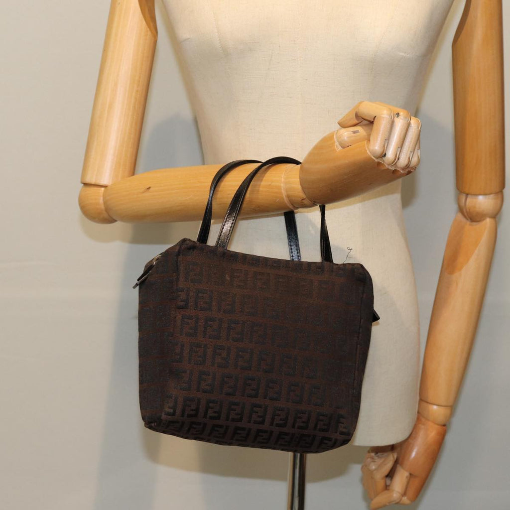 FENDI Zucchino Canvas Hand Bag Brownam6419