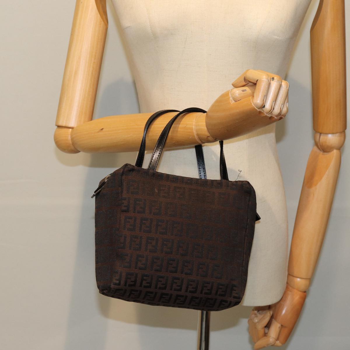 FENDI Zucchino Canvas Hand Bag Brownam6419