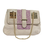 FENDI Zucchino Canvas Chain Hand Bag Suede Purpleam6453