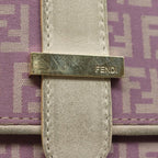 FENDI Zucchino Canvas Chain Hand Bag Suede Purpleam6453