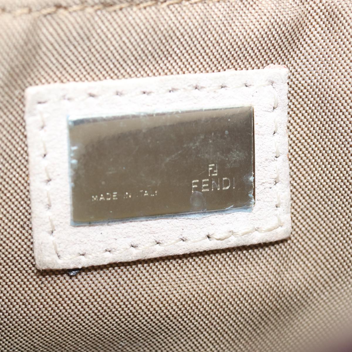 FENDI Zucchino Canvas Chain Hand Bag Suede Purpleam6453