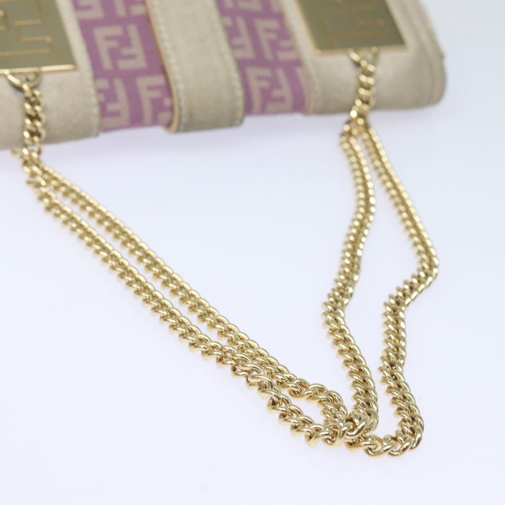 FENDI Zucchino Canvas Chain Hand Bag Suede Purpleam6453