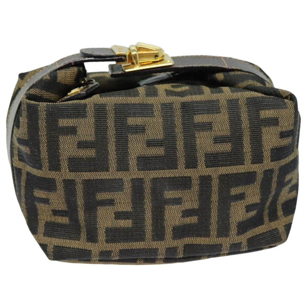 FENDI Zucca Canvas Mini Hand Bag Brown Blackam6470