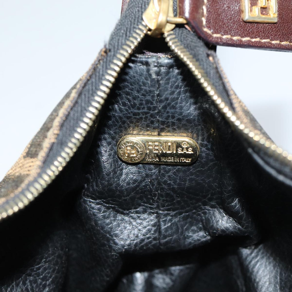 FENDI Zucca Canvas Mini Hand Bag Brown Blackam6470
