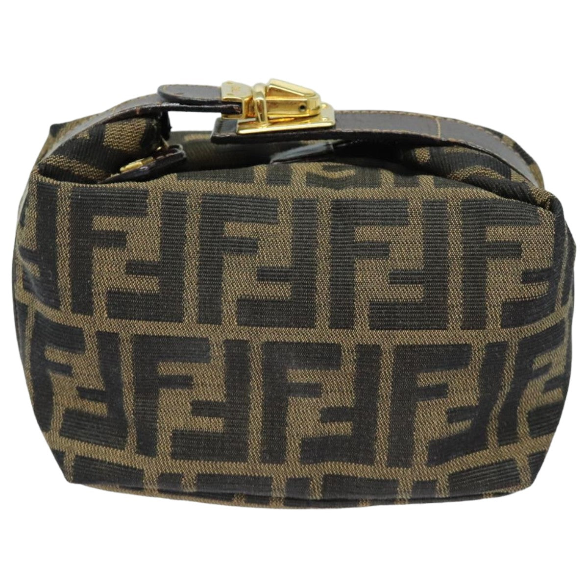 FENDI Zucca Canvas Mini Hand Bag Brown Blackam6470