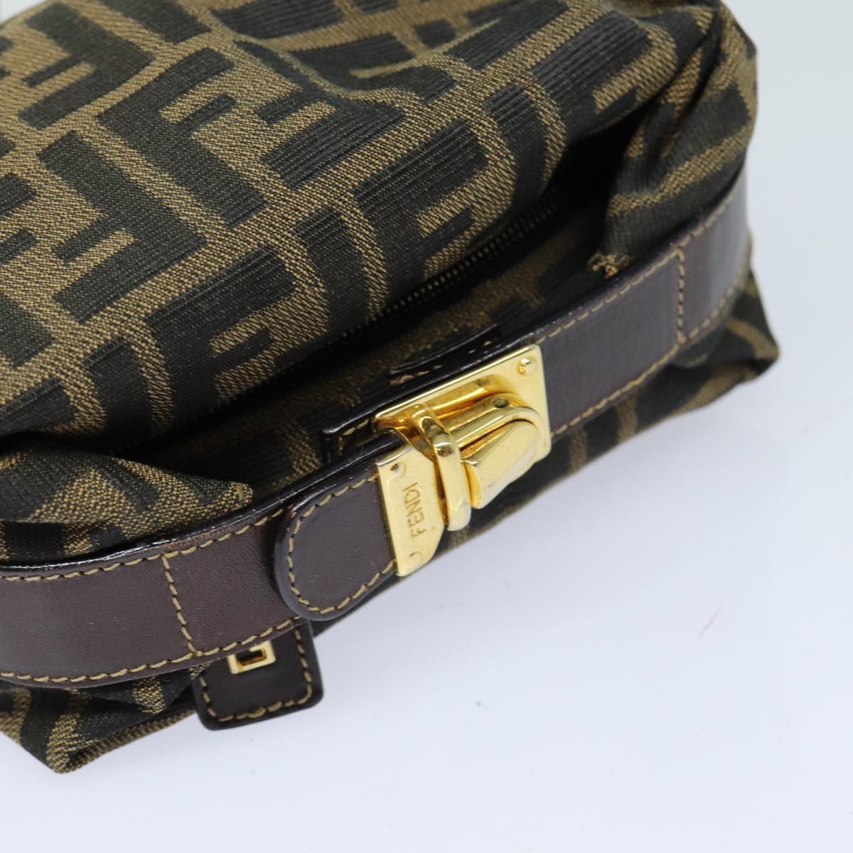FENDI Zucca Canvas Mini Hand Bag Brown Blackam6470