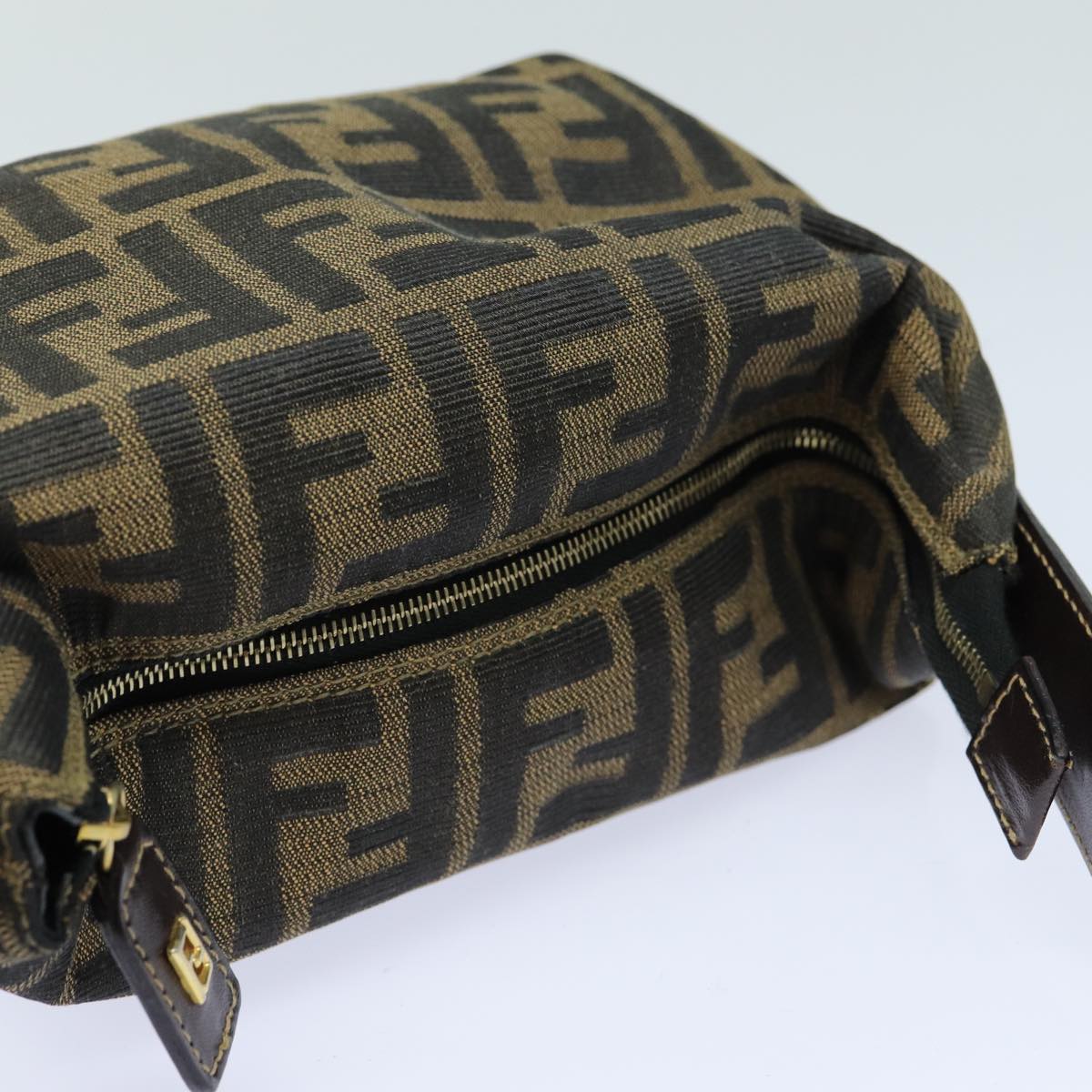 FENDI Zucca Canvas Mini Hand Bag Brown Blackam6470