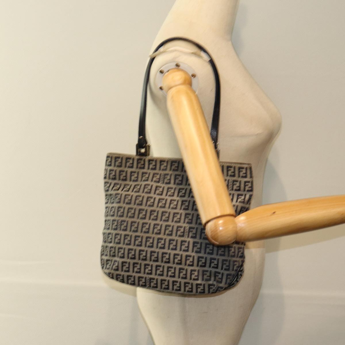 FENDI Zucchino Canvas Hand Bag Navyam6542