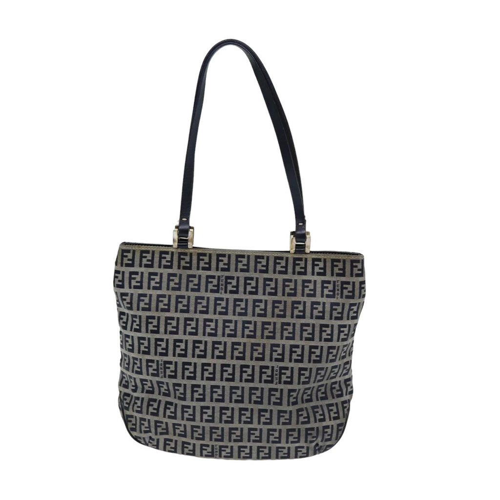 FENDI Zucchino Canvas Hand Bag Navyam6542