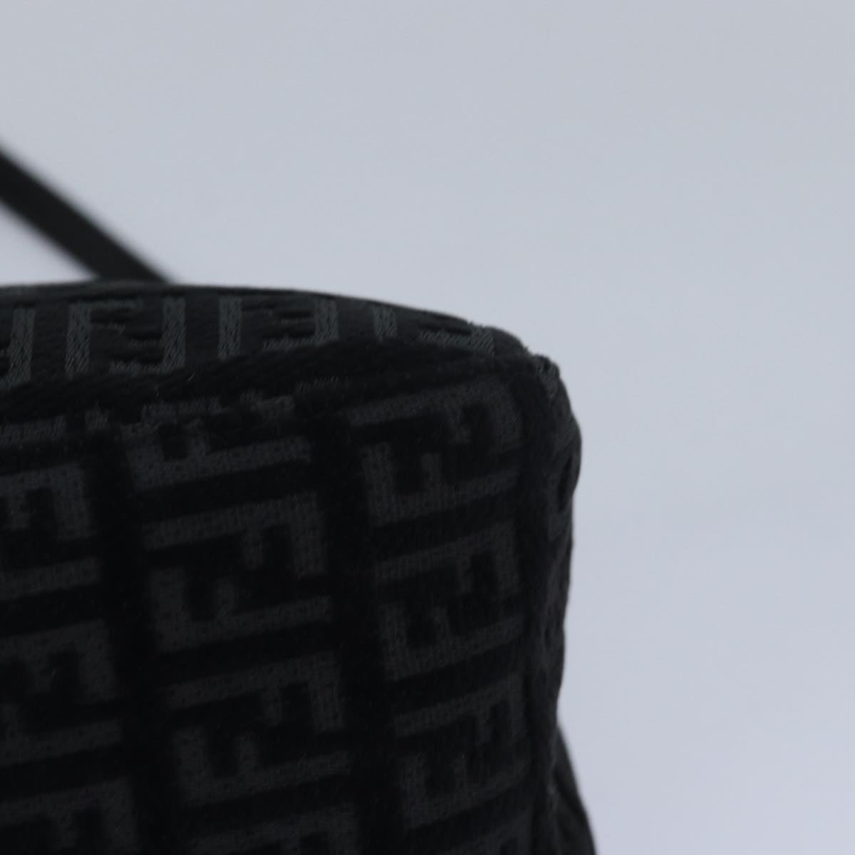 FENDI Zucchino Canvas Mini Mamma Baguette Shoulder Bag Blackam6553A