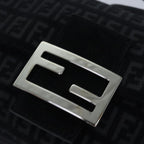FENDI Zucchino Canvas Mini Mamma Baguette Shoulder Bag Blackam6553A
