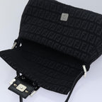 FENDI Zucchino Canvas Mini Mamma Baguette Shoulder Bag Blackam6553A