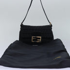 FENDI Zucchino Canvas Mini Mamma Baguette Shoulder Bag Blackam6553A