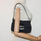 FENDI Zucchino Canvas Mini Mamma Baguette Shoulder Bag Blackam6553A