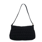 FENDI Zucchino Canvas Mini Mamma Baguette Shoulder Bag Blackam6553A