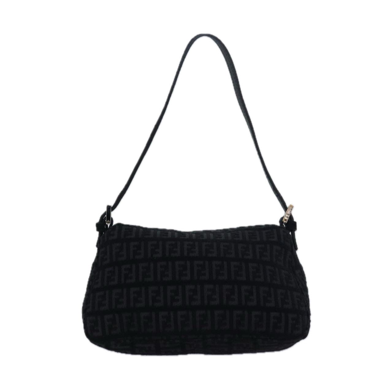 FENDI Zucchino Canvas Mini Mamma Baguette Shoulder Bag Blackam6553A