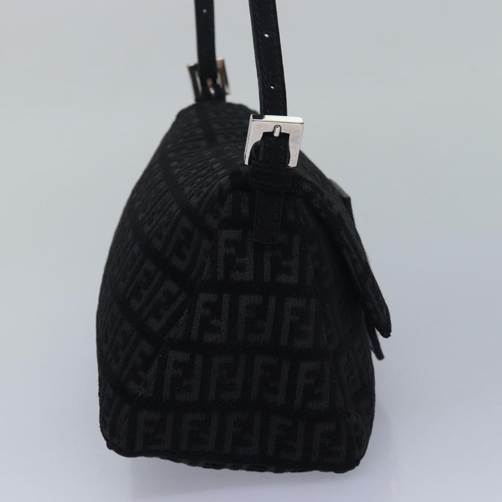 FENDI Zucchino Canvas Mini Mamma Baguette Shoulder Bag Blackam6553A