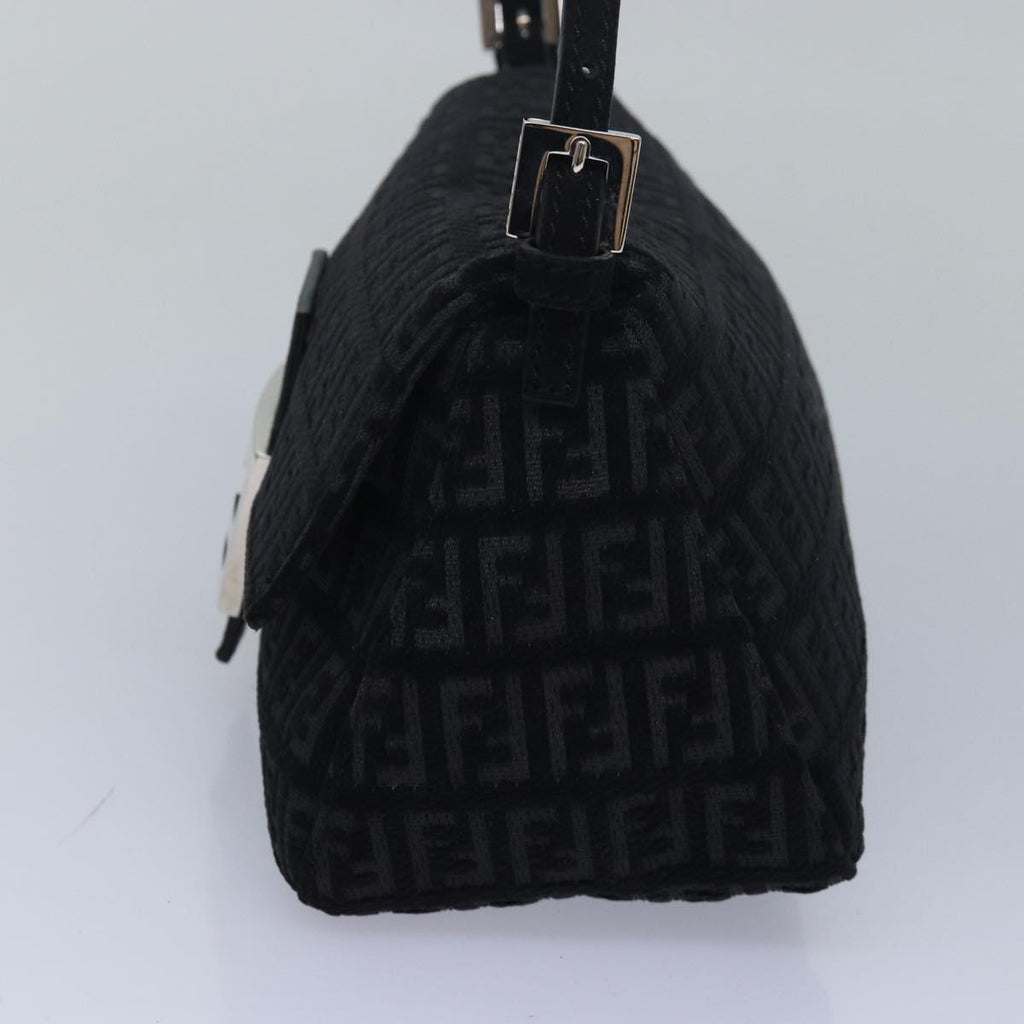 FENDI Zucchino Canvas Mini Mamma Baguette Shoulder Bag Blackam6553A