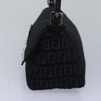 FENDI Zucchino Canvas Mini Mamma Baguette Shoulder Bag Blackam6553A