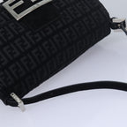 FENDI Zucchino Canvas Mini Mamma Baguette Shoulder Bag Blackam6553A