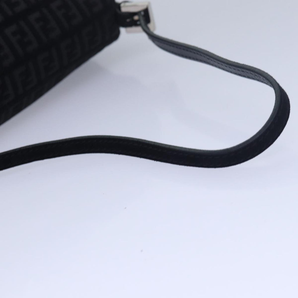 FENDI Zucchino Canvas Mini Mamma Baguette Shoulder Bag Blackam6553A