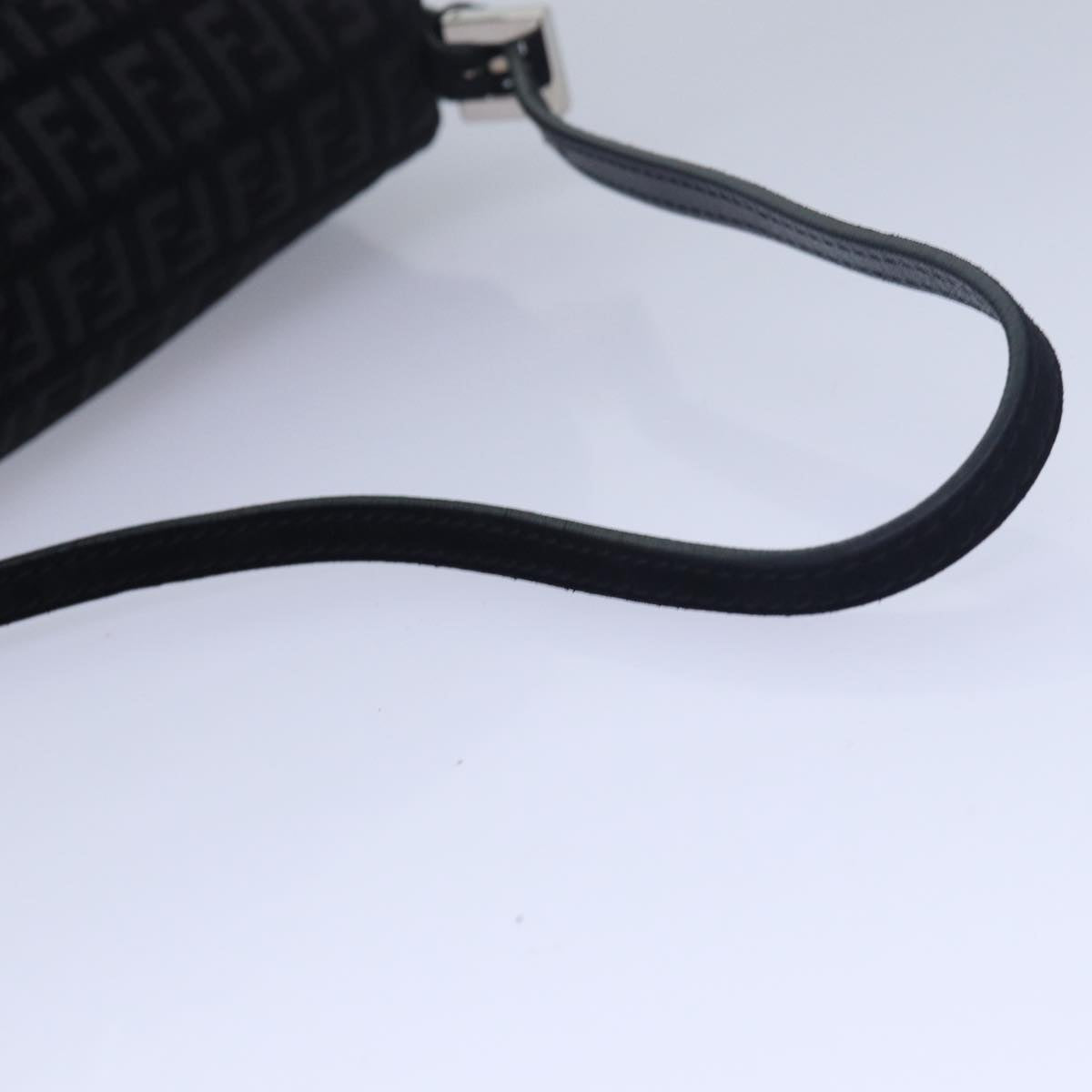 FENDI Zucchino Canvas Mini Mamma Baguette Shoulder Bag Blackam6553A