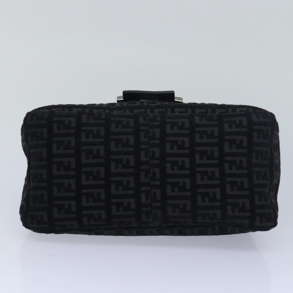 FENDI Zucchino Canvas Mini Mamma Baguette Shoulder Bag Blackam6553A