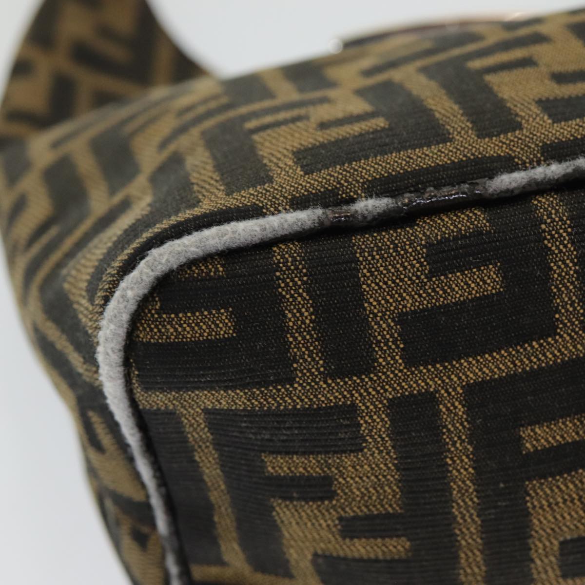 FENDI Zucca Canvas Mamma Baguette Shoulder Bag Brown Blackam6561