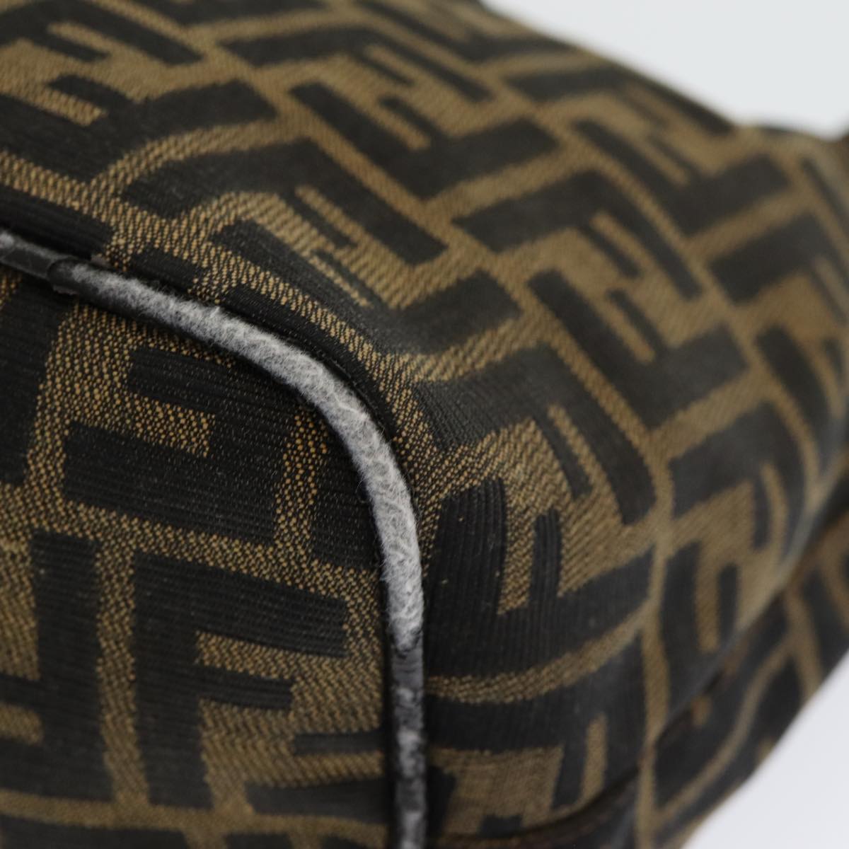 FENDI Zucca Canvas Mamma Baguette Shoulder Bag Brown Blackam6561