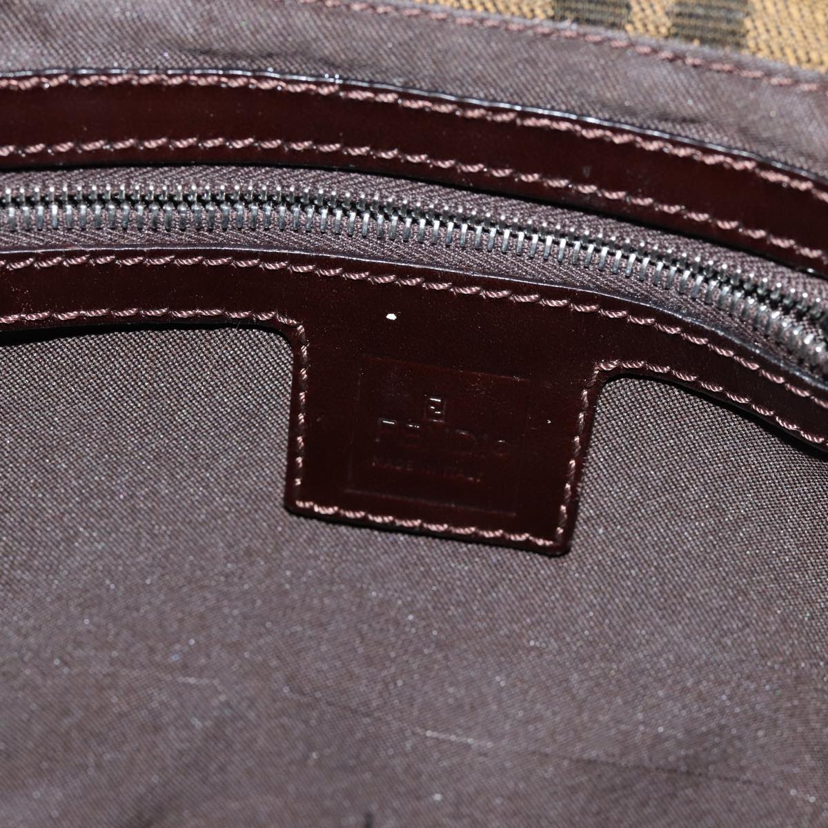 FENDI Zucca Canvas Mamma Baguette Shoulder Bag Brown Blackam6561