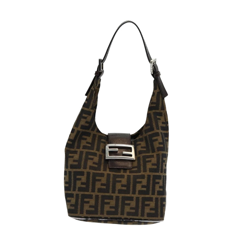FENDI Zucca Canvas Mamma Baguette Shoulder Bag Brown Blackam6561