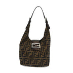 FENDI Zucca Canvas Mamma Baguette Shoulder Bag Brown Blackam6561