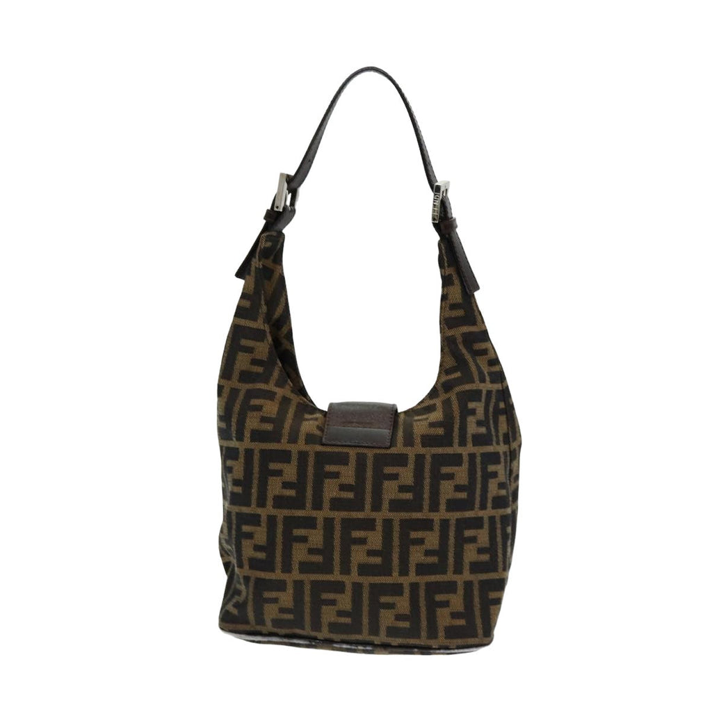 FENDI Zucca Canvas Mamma Baguette Shoulder Bag Brown Blackam6561