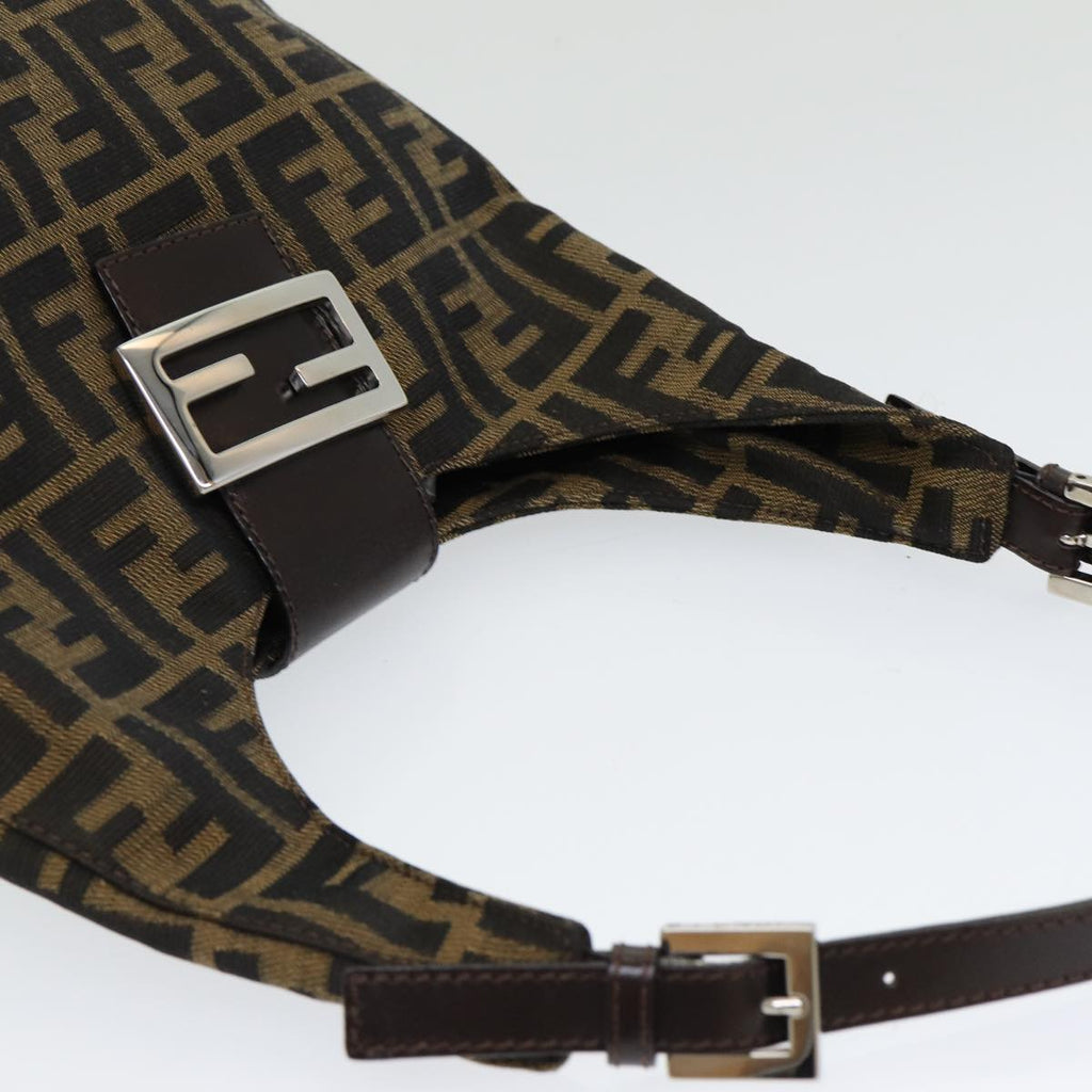 FENDI Zucca Canvas Mamma Baguette Shoulder Bag Brown Blackam6561