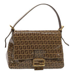 FENDI Zucchino Canvas Mamma Baguette Shoulder Bag Beigeam6583