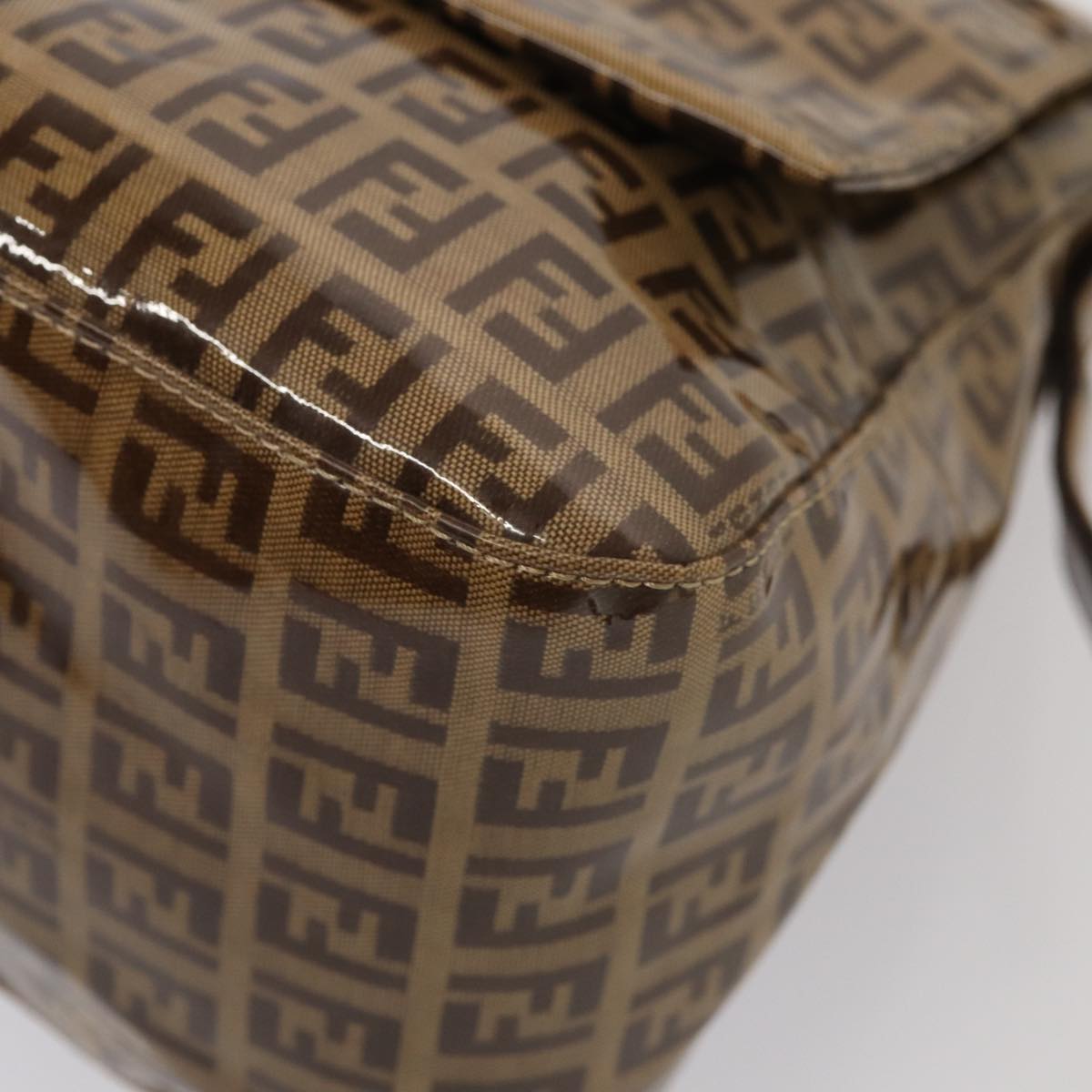 FENDI Zucchino Canvas Mamma Baguette Shoulder Bag Beigeam6583