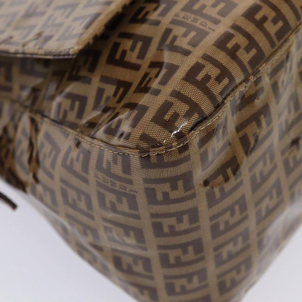 FENDI Zucchino Canvas Mamma Baguette Shoulder Bag Beigeam6583