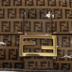 FENDI Zucchino Canvas Mamma Baguette Shoulder Bag Beigeam6583
