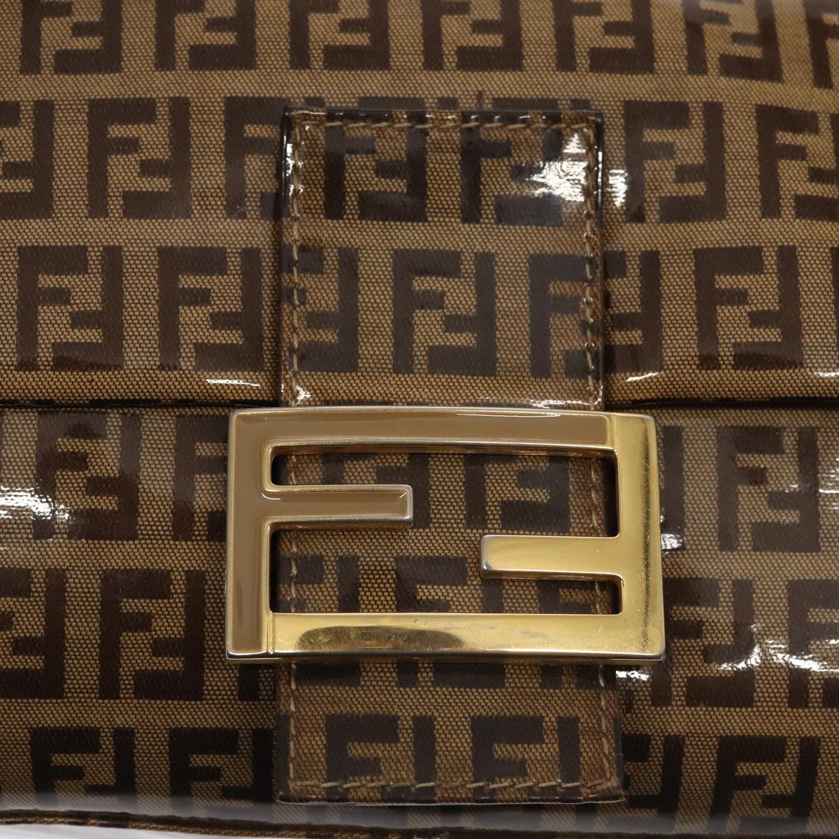 FENDI Zucchino Canvas Mamma Baguette Shoulder Bag Beigeam6583