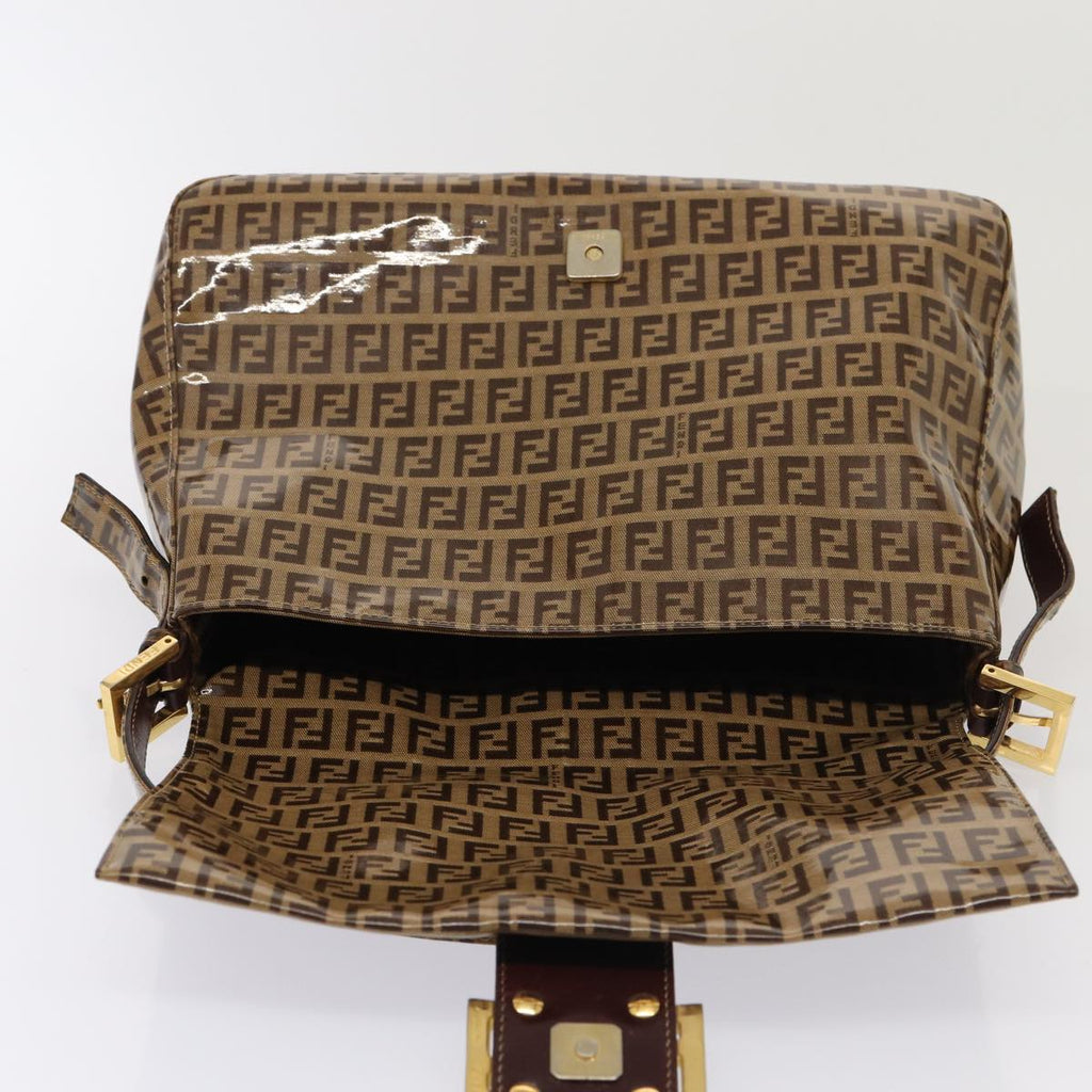 FENDI Zucchino Canvas Mamma Baguette Shoulder Bag Beigeam6583