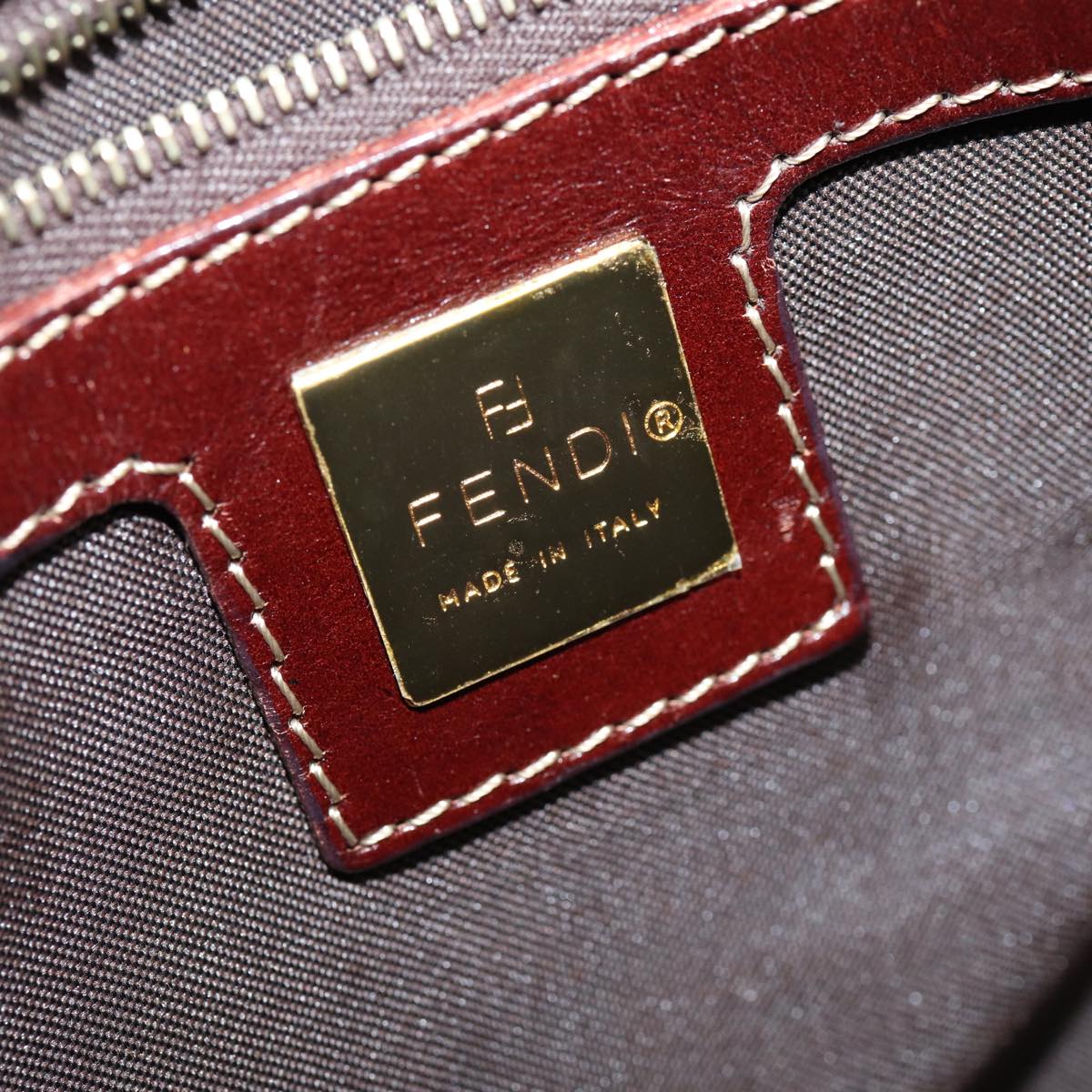 FENDI Zucchino Canvas Mamma Baguette Shoulder Bag Beigeam6583