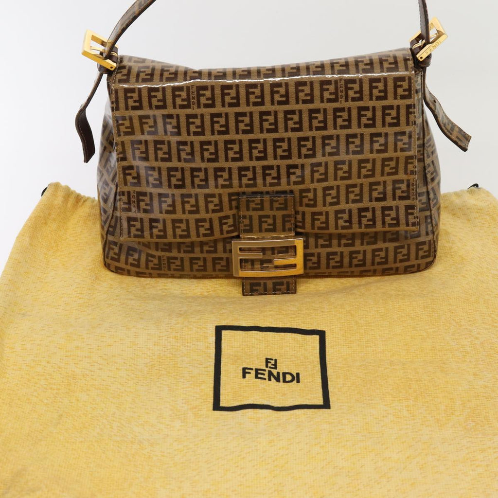 FENDI Zucchino Canvas Mamma Baguette Shoulder Bag Beigeam6583