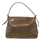 FENDI Zucchino Canvas Mamma Baguette Shoulder Bag Beigeam6583