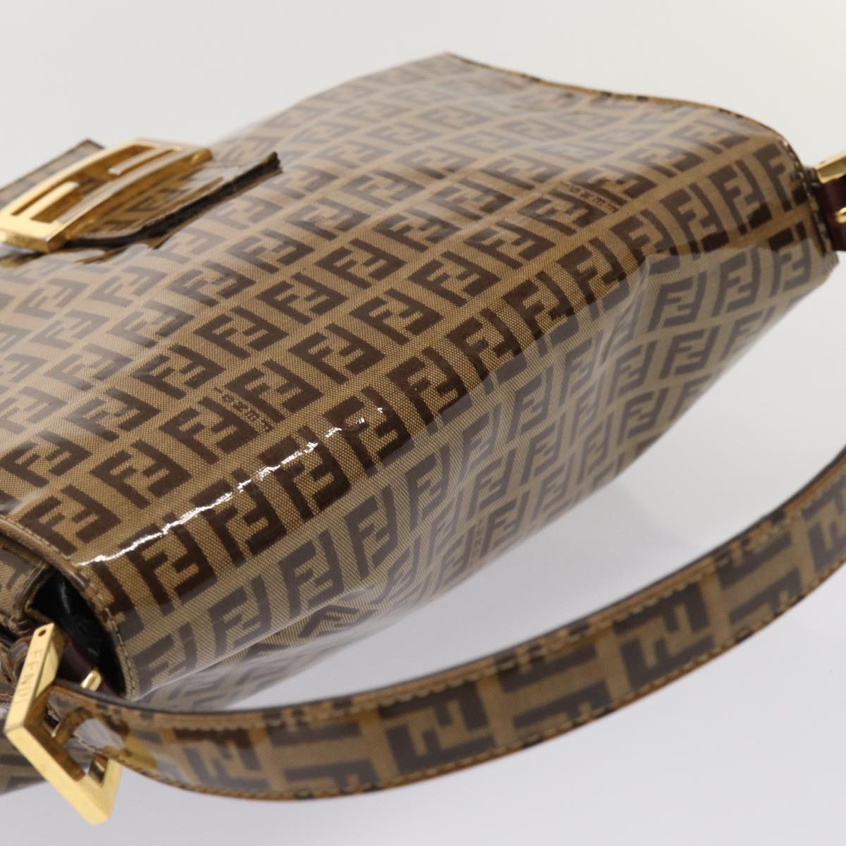 FENDI Zucchino Canvas Mamma Baguette Shoulder Bag Beigeam6583