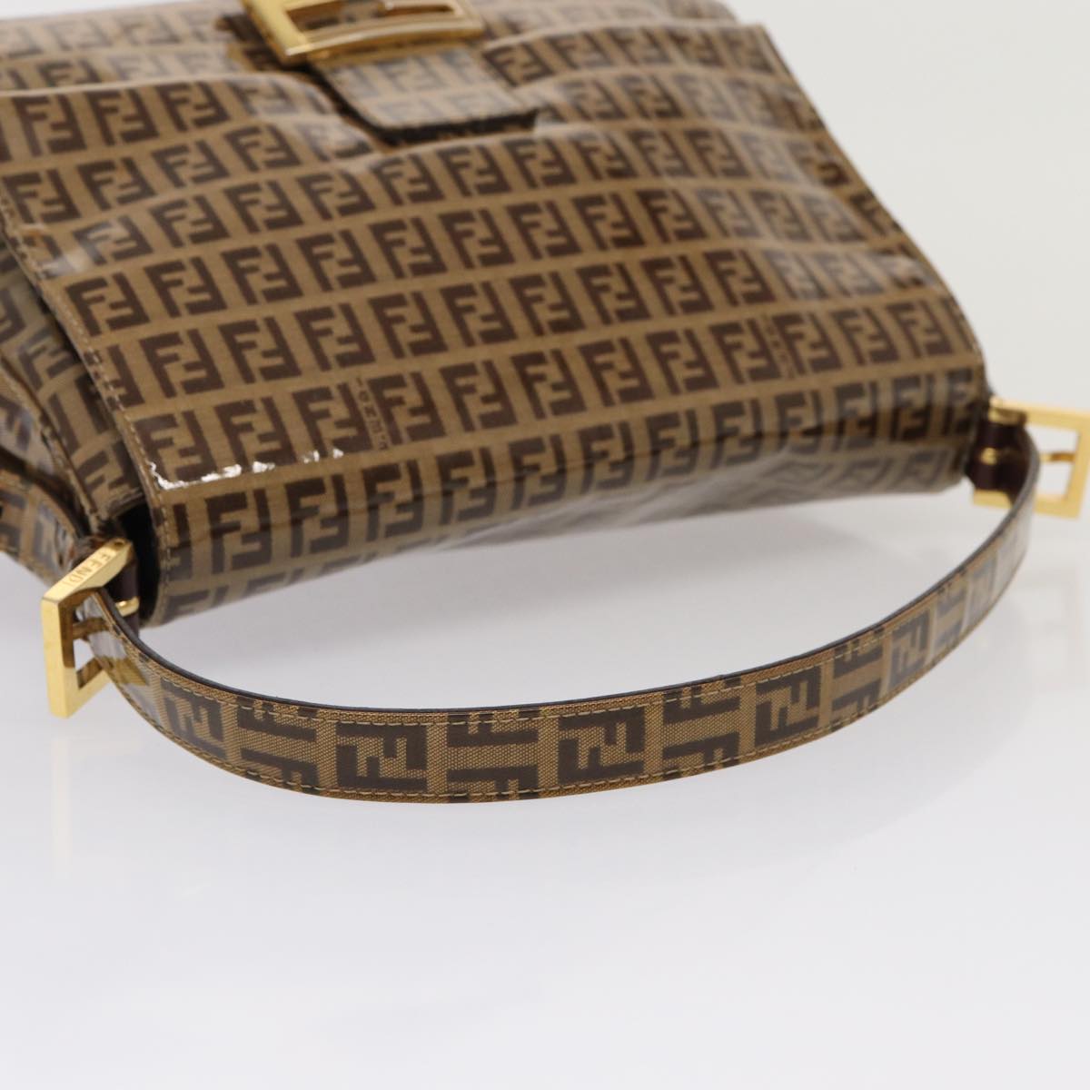 FENDI Zucchino Canvas Mamma Baguette Shoulder Bag Beigeam6583