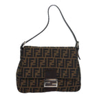 FENDI Zucca Canvas Mamma Baguette Shoulder Bag Brown Blackam6643A