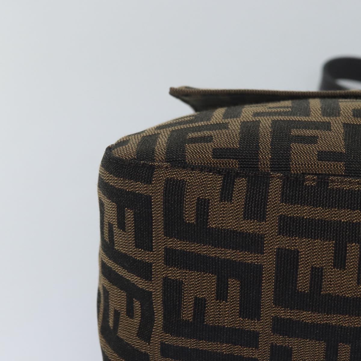 FENDI Zucca Canvas Mamma Baguette Shoulder Bag Brown Blackam6643A