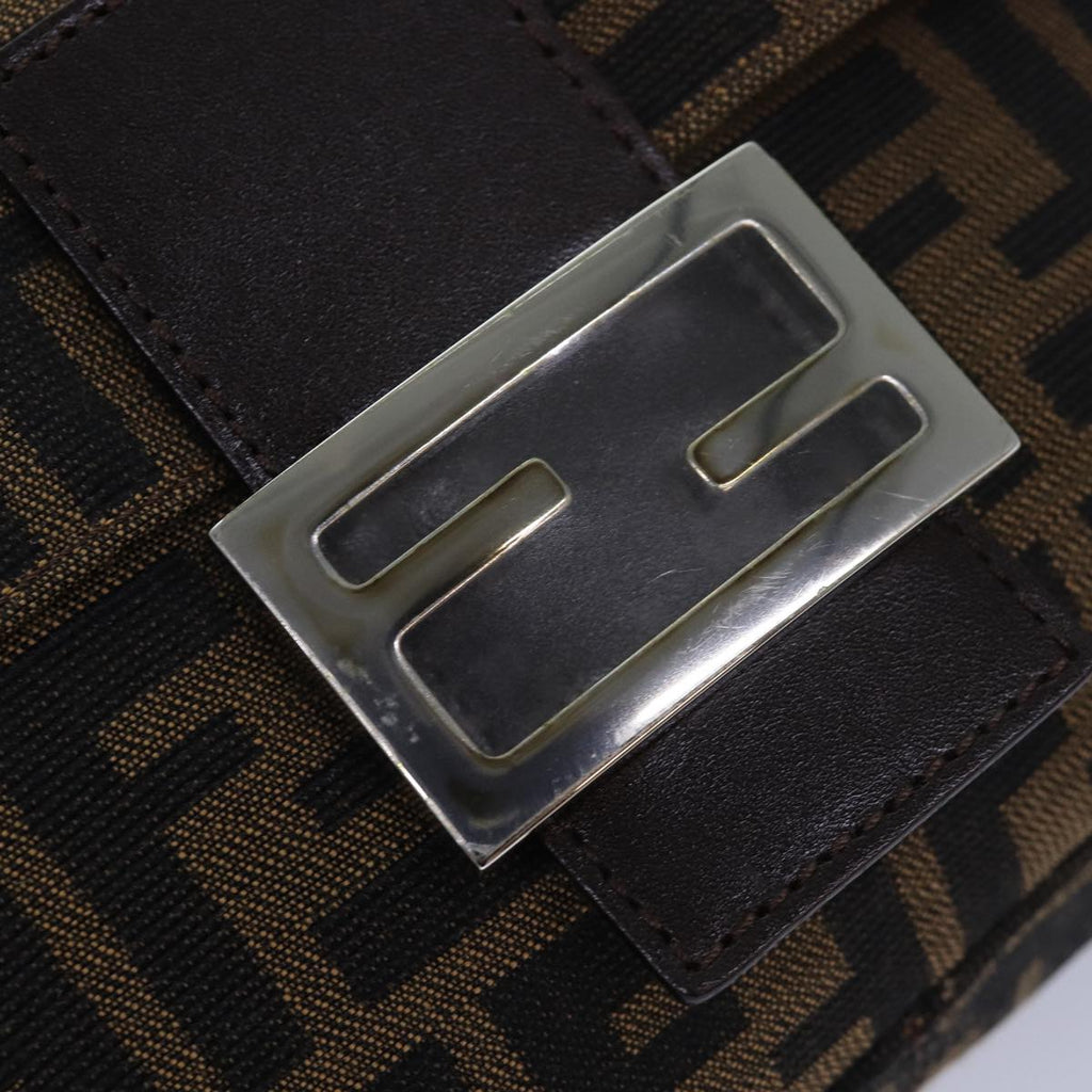 FENDI Zucca Canvas Mamma Baguette Shoulder Bag Brown Blackam6643A